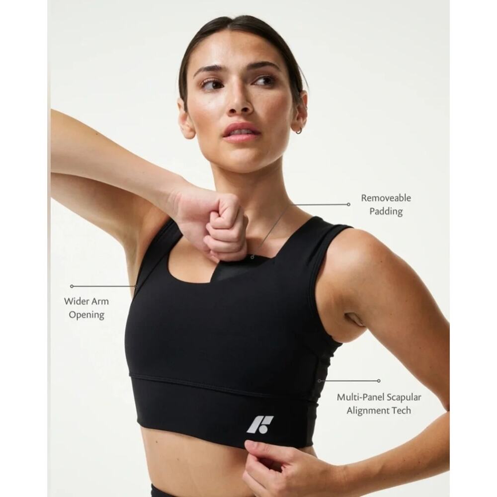 FORME Power+ Bra Padded Posture Sports Bra Obisidian M
